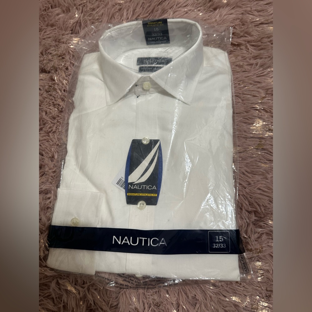 Nautica Signature Athletic Fit Dress Shirt – White